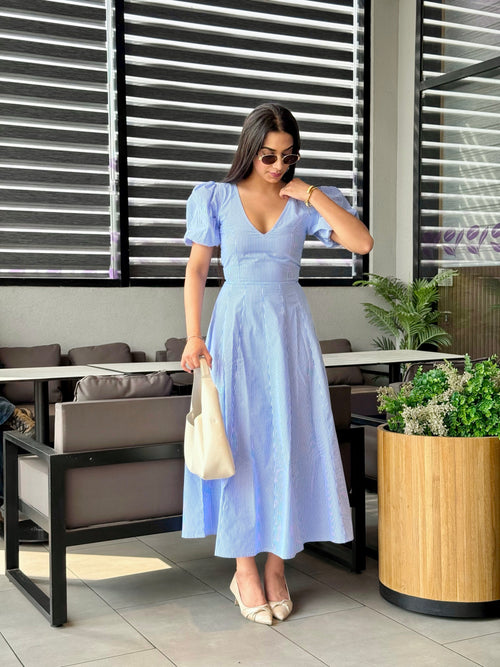 Striped Pleated Maxi Dress