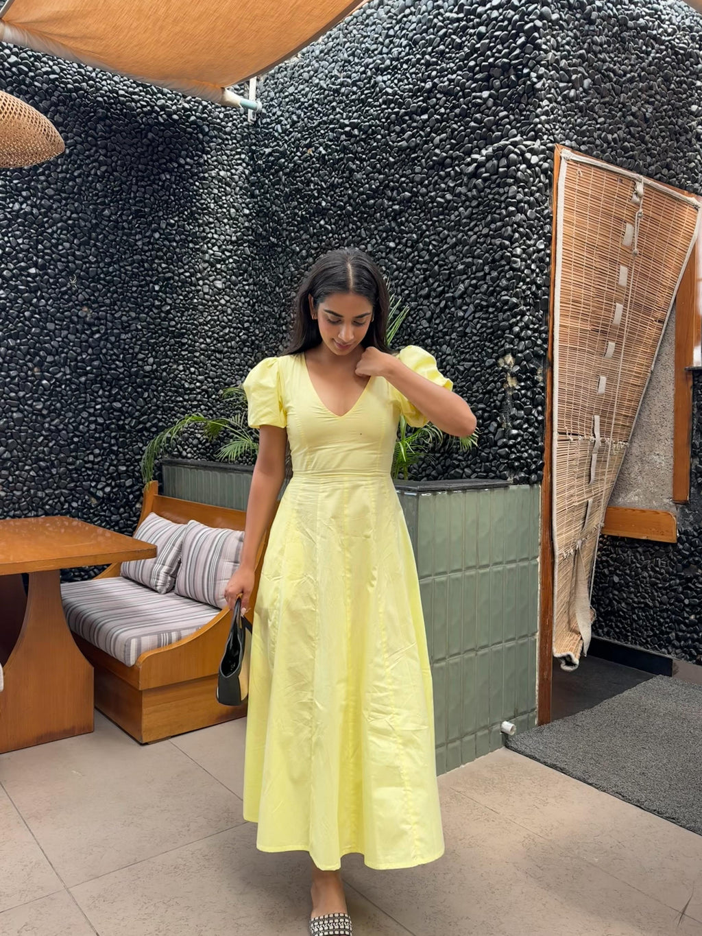 Butter Yellow Pleated Maxi Dress