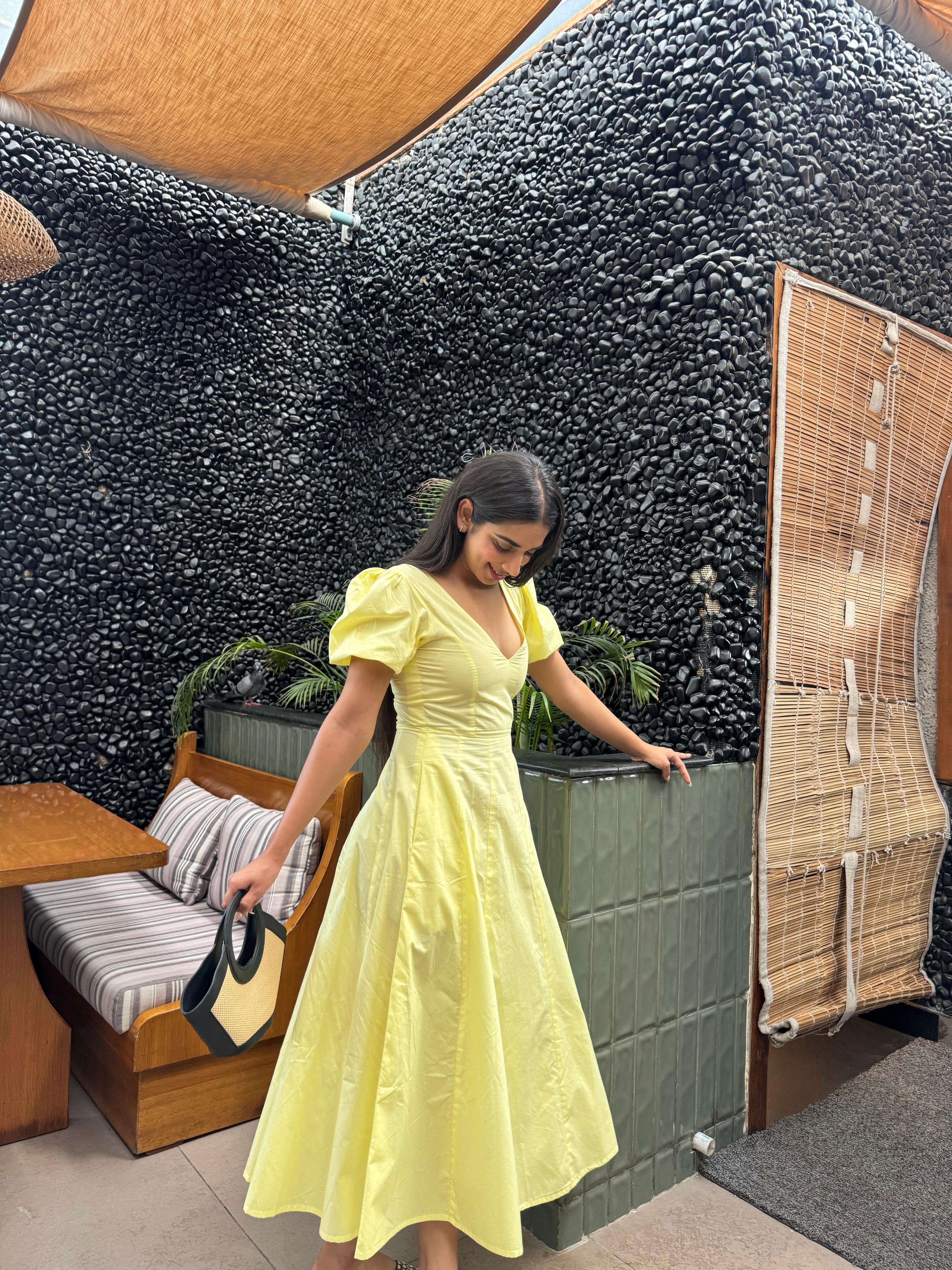 Butter Yellow Pleated Maxi Dress