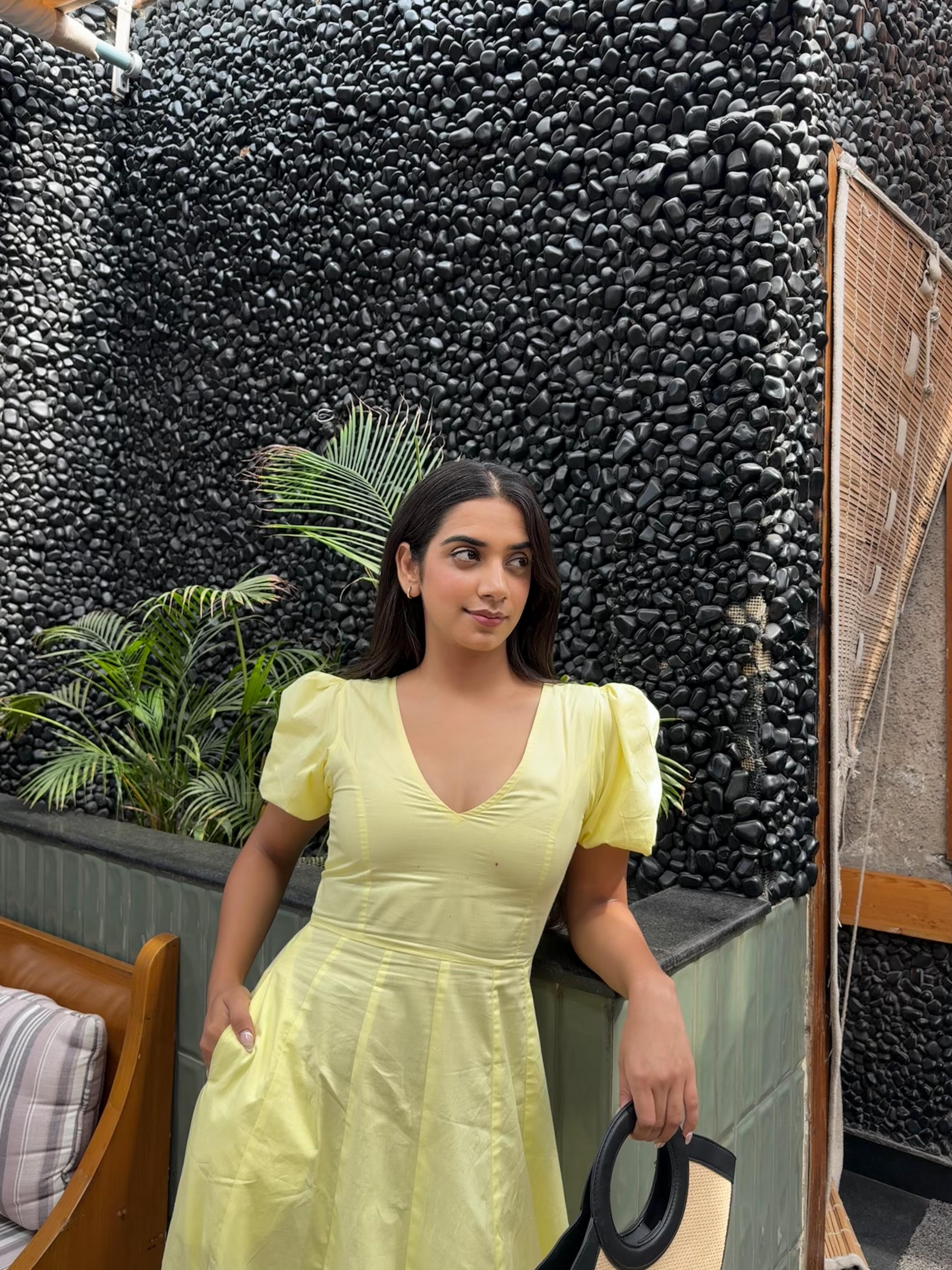 Butter Yellow Pleated Maxi Dress
