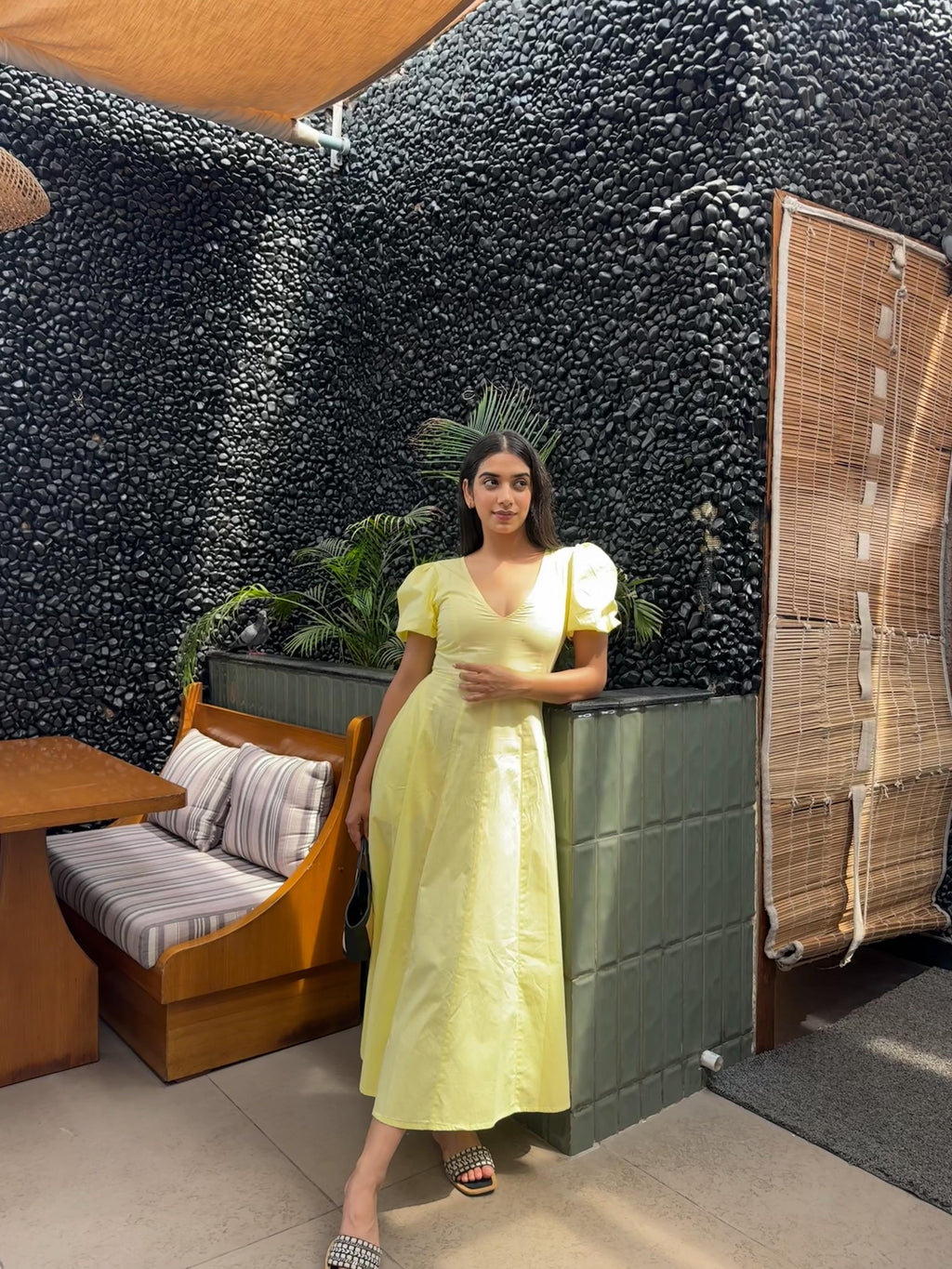 Butter Yellow Pleated Maxi Dress