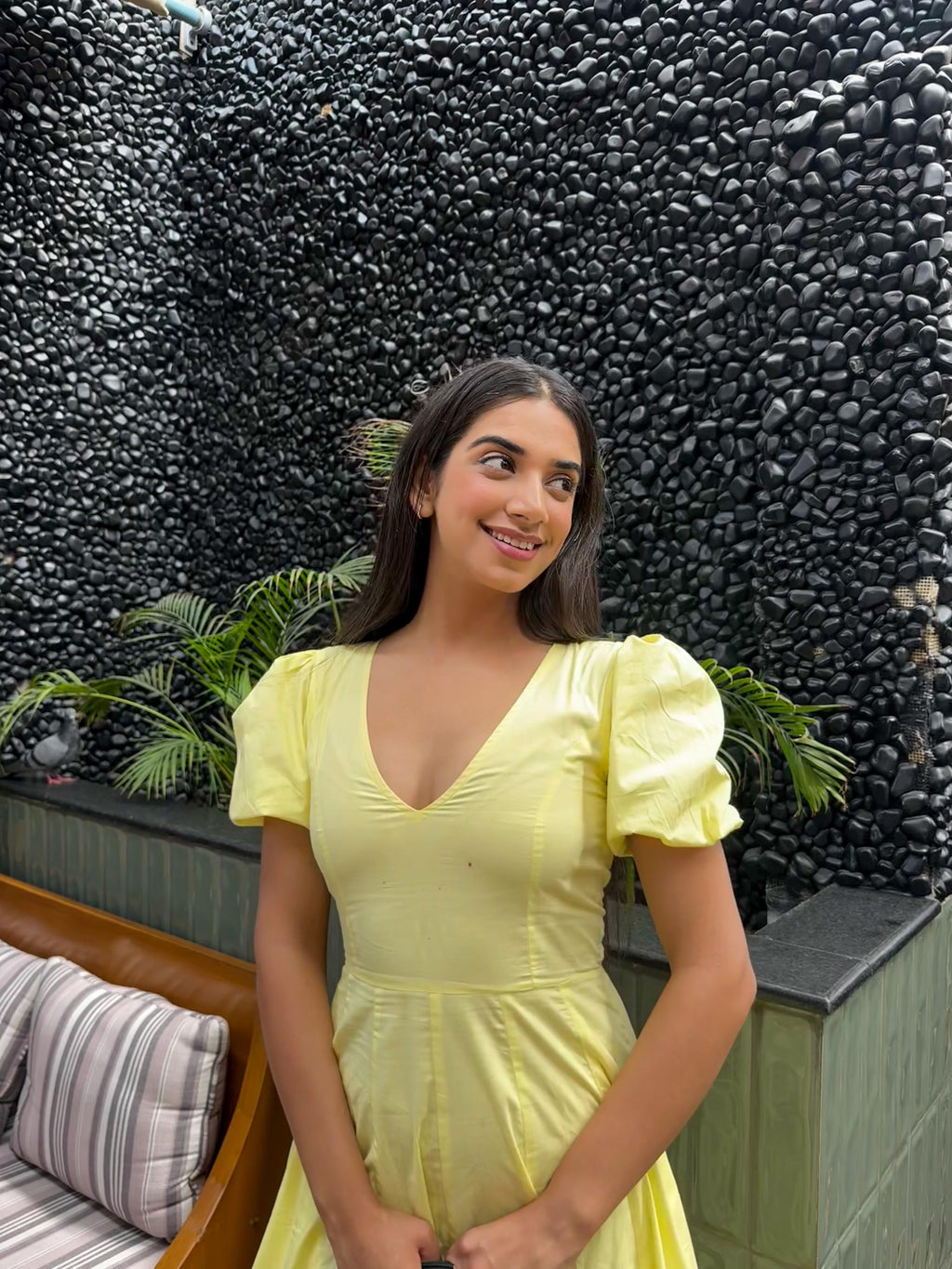 Butter Yellow Pleated Maxi Dress