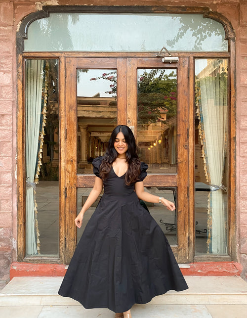 Black Pleated Maxi Dress