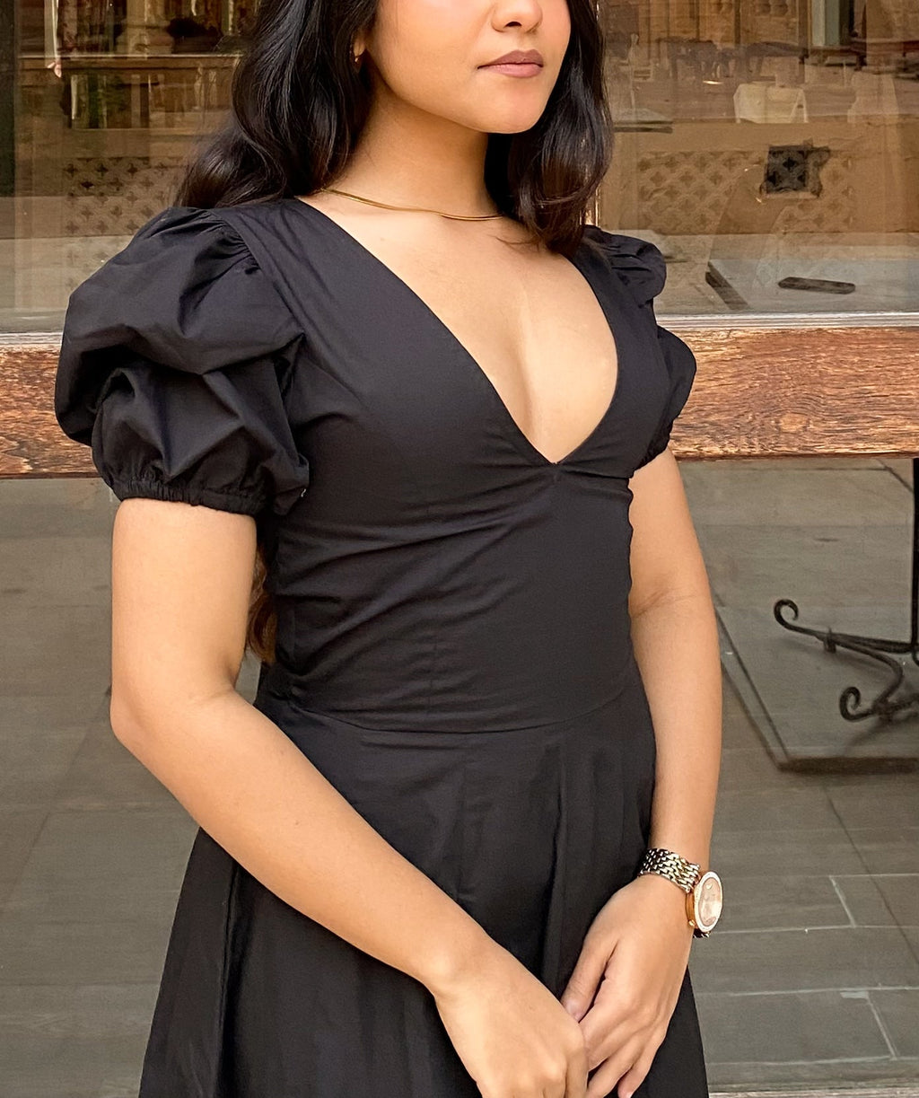 Black Pleated Maxi Dress - ODDNY